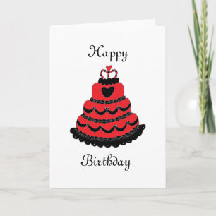 Carte Joyeux anniversaire Red Hearts Gâteau gothique