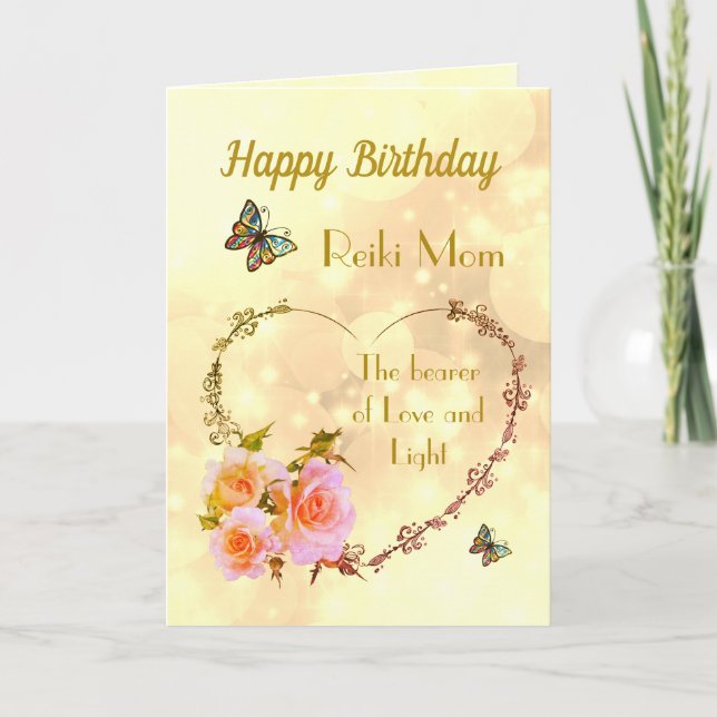 Carte Joyeux anniversaire Reiki Maman design (Devant)