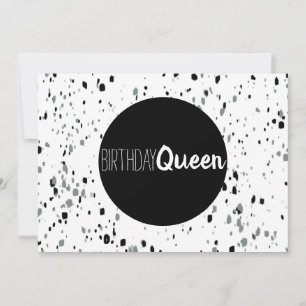 Carte Joyeux Anniversaire Reine Marbre Noir et Blanc