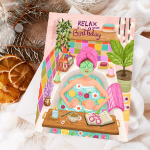 Carte Joyeux Anniversaire Relaxer Femme Fleurs Maman Fil