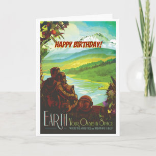 Carte Joyeux anniversaire ! Retour sur Terre à partir de