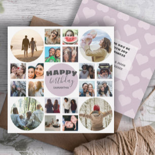 Carte Joyeux Anniversaire Rose 20 Collage de Photos