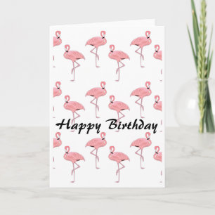 Carte Joyeux Anniversaire rose Flamingo Pattern