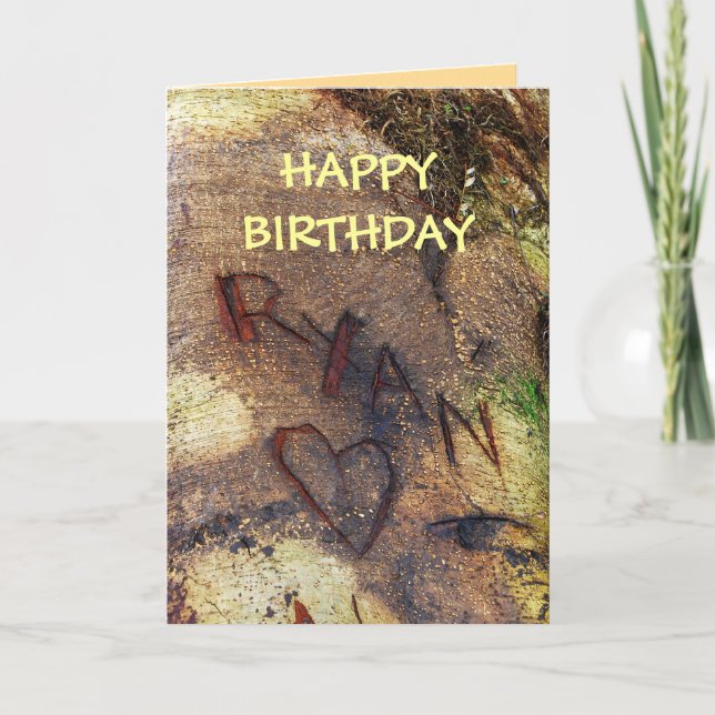 Carte Joyeux anniversaire Ryan Love Tree Carving Card (Devant)
