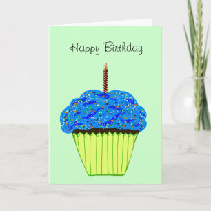 Carte Joyeux anniversaire saupoudré de gâteau bleu