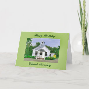 Carte Joyeux Anniversaire Secrétaire Eglise peinte