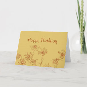 Carte Joyeux anniversaire Sepia Daisy Stylo et dessin d'