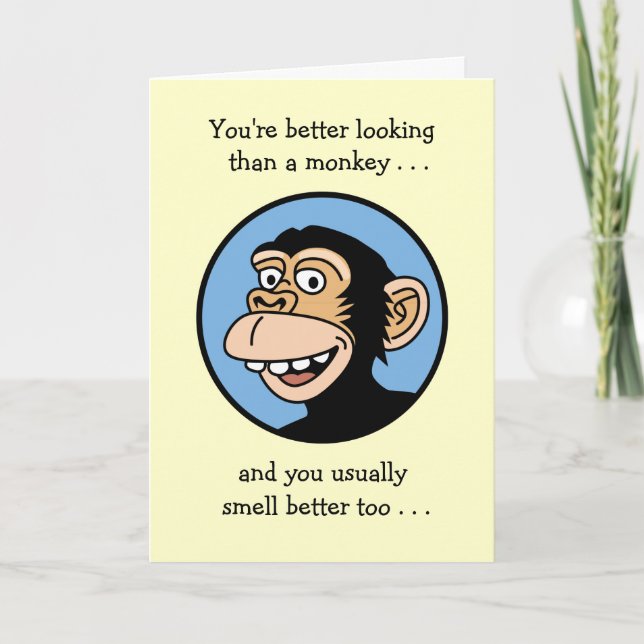 Carte Joyeux anniversaire : Singe caricaturale (Devant)