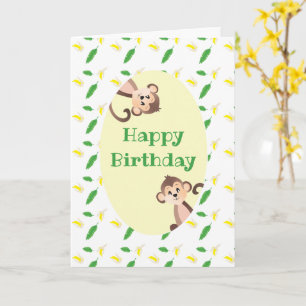 Carte Joyeux Anniversaire Singe Feuille Tropicale Peels 