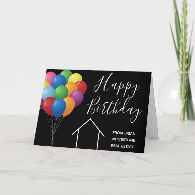 Carte Joyeux Anniversaire Société Immobilier Ballons Per (Devant)