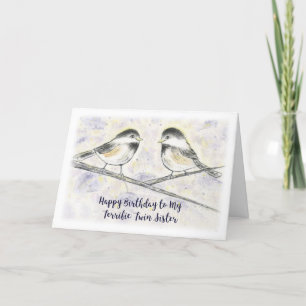Carte Joyeux Anniversaire Soeur jumelle, Bichadess sucré