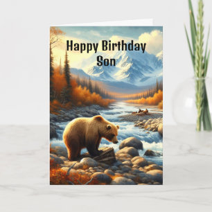 Carte Joyeux anniversaire Son aquarelle Ours par Stream