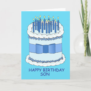 Carte Joyeux anniversaire Son Cartoon gâteau et bougies
