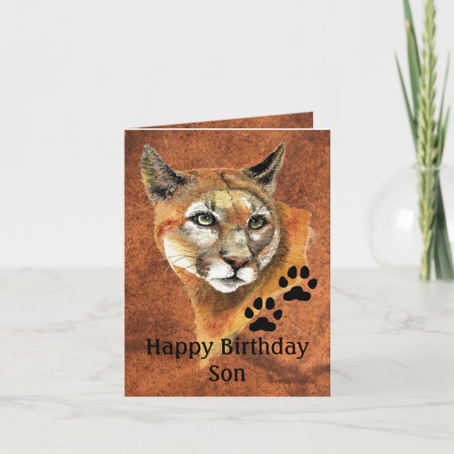 Carte Joyeux Anniversaire Son Cougar, Puma, Mountain Lio (Devant)