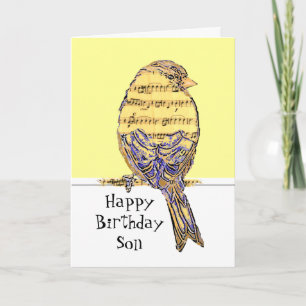 Carte Joyeux Anniversaire Son Musicien Fun Music Note Bi