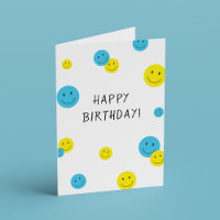 Joyeux Anniversaire Souriant Visages Bleu Jaune