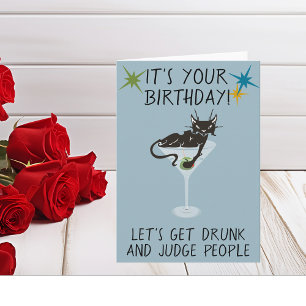 Carte Joyeux Anniversaire Soyons ivres et Jugeons les ge