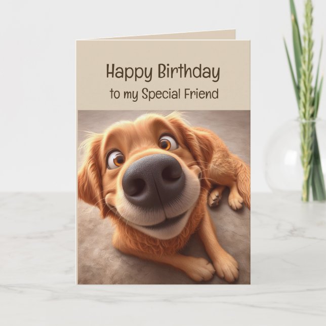 Carte Joyeux Anniversaire Spécial Ami Fun Chien Silly (Devant)