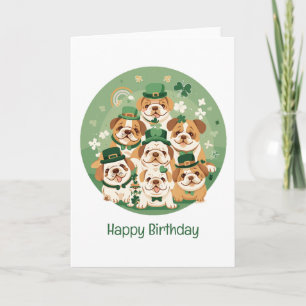 Carte Joyeux anniversaire St. Patrick's Day English Bull