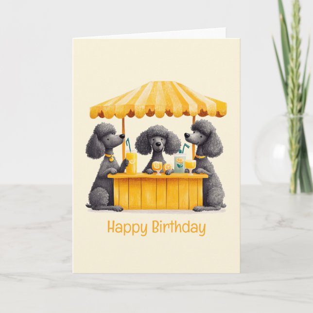 Carte Joyeux Anniversaire Standard Poodle Chiens Lemonad (Devant)