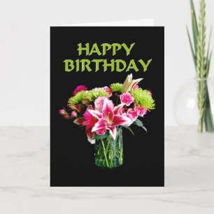 Carte Joyeux anniversaire, Stargazer Lily Bouquet