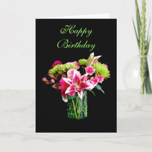 Carte Joyeux anniversaire, Stargazer Lily Bouquet
