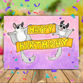 Carte Joyeux Anniversaire Sugar Gliders salutation