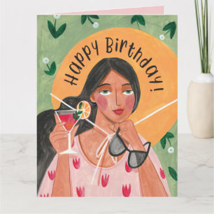 Carte Joyeux anniversaire Summer Cocktail Femme