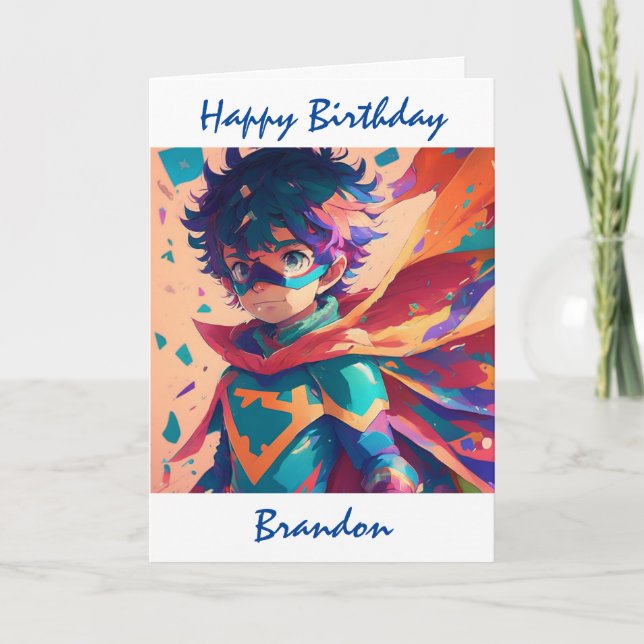 Carte Joyeux Anniversaire Superhero thème personnalisé (Devant)