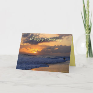 Carte Joyeux Anniversaire, Surfer Kauai Beach Sunset