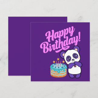 Carte Joyeux anniversaire Sweet Purple Panda