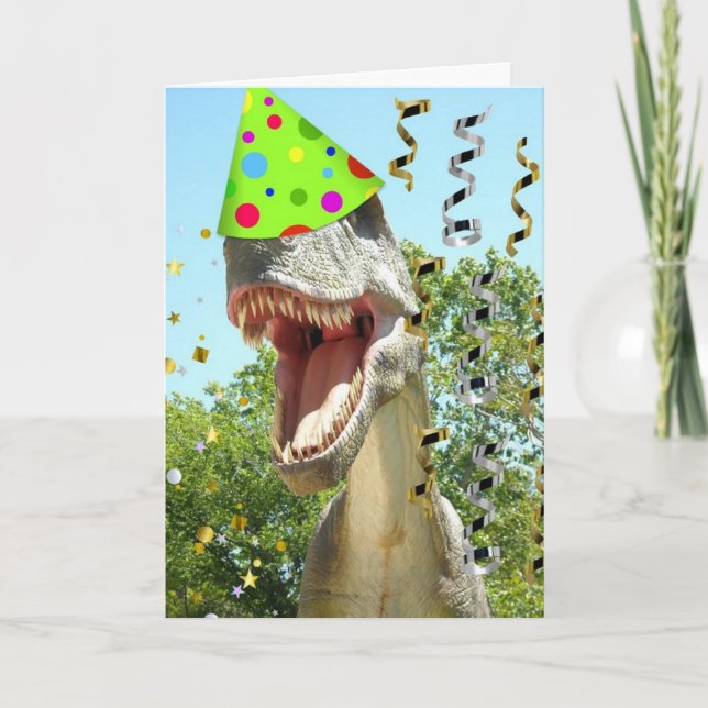 Carte Joyeux anniversaire T-Rex Dinosaur (Devant)