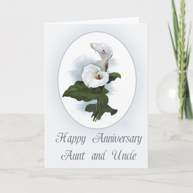 Carte Joyeux anniversaire, tante et oncle, Calla Lilies (Devant)