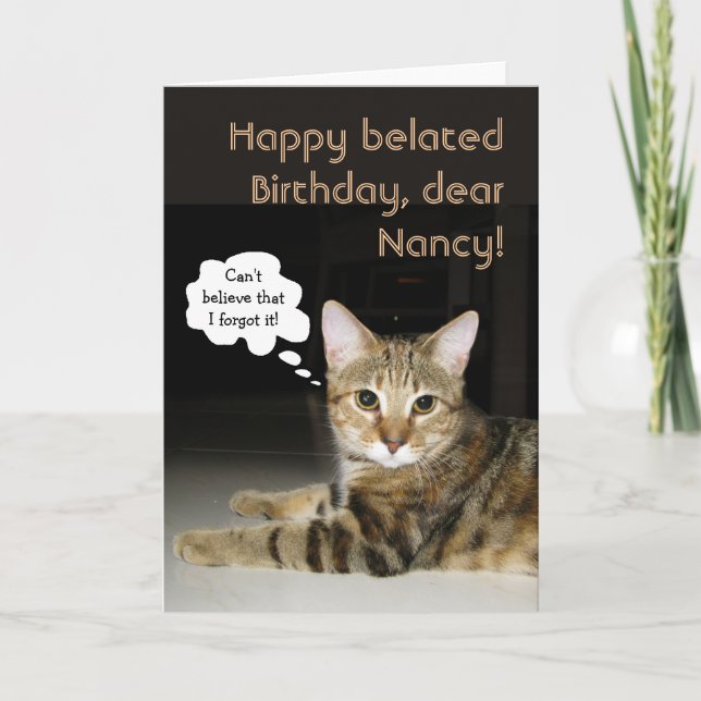 Carte Joyeux anniversaire tardif (personnalisable) (Devant)