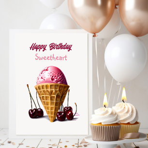 Carte Joyeux Anniversaire   Thème Crème glacée
