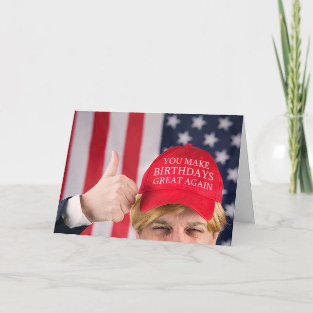 Carte Joyeux anniversaire THumbs up Trump Humour (Devant)
