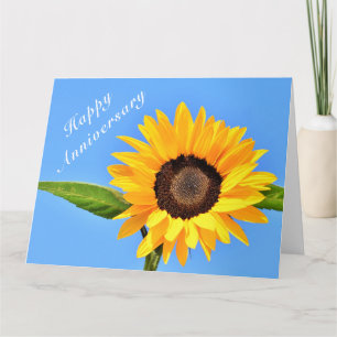 Carte Joyeux anniversaire - Tournesol jaune sur le ciel 