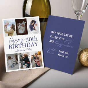 Carte Joyeux Anniversaire Tout Âge Bleu 6 Collage Photo