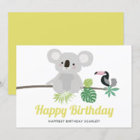 Joyeux Anniversaire Tropical Koala Mignon et Touca