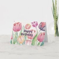 Joyeux Anniversaire Tulipes Abstrait Floral