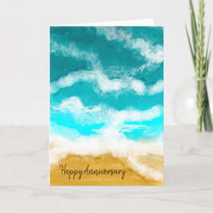 Carte Joyeux anniversaire Turquoise Ocean Waves Coastal 