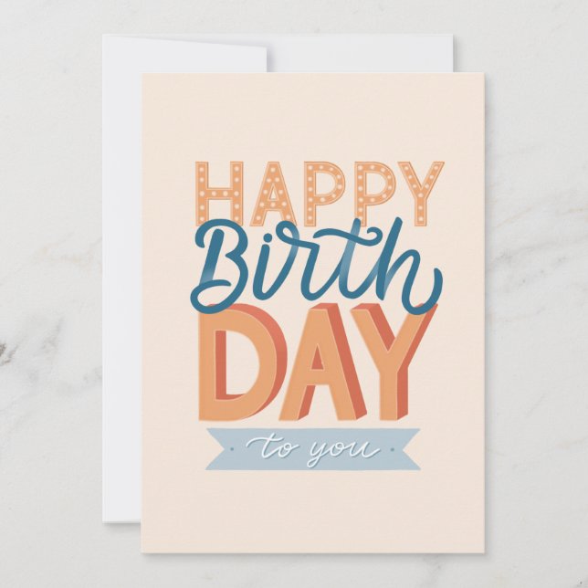 Carte Joyeux anniversaire. Typographie moderne lettrage  (Devant)