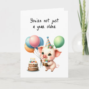 Carte Joyeux Anniversaire Un An Plus Cuter Cake Ballons