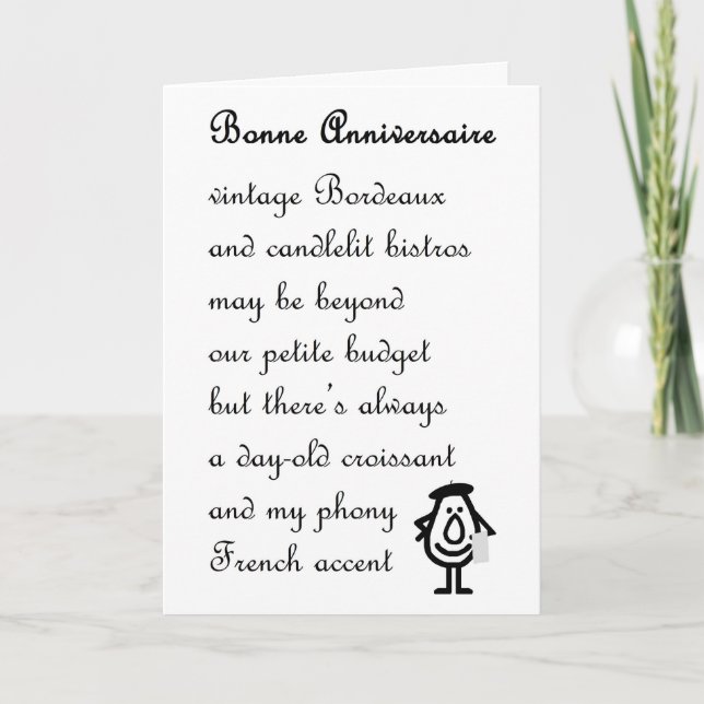 Carte Joyeux Anniversaire - un poème d'anniversaire drôl (Devant)