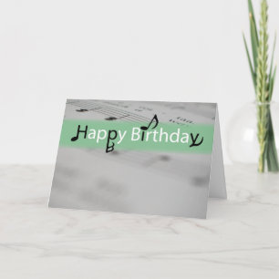 Carte Joyeux anniversaire vert avec des notes diverses