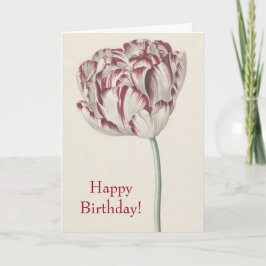 Carte Joyeux anniversaire - Vintage Tulipe rouge et blan