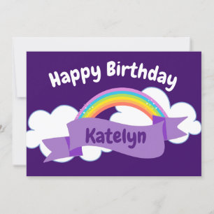 Carte Joyeux Anniversaire violet arc-en-ciel mignon pers
