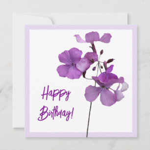 Carte Joyeux Anniversaire violet fleuri tendance mignon 