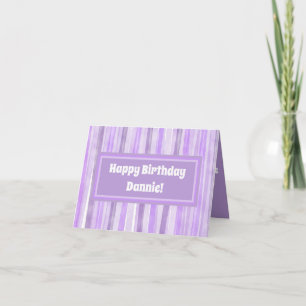 Carte Joyeux anniversaire violet rayé personnalisé