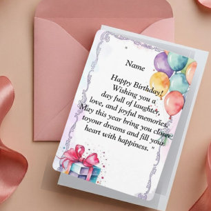 Carte Joyeux Anniversaire - Vœux Joyeux, Ballons &